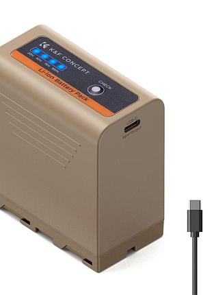 Аккумулятор k&f concept np-f970 для sony, 10500mah с зарядным портом type-c и usb-a, 20w pd (kf28.0036)