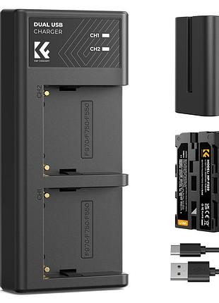 Комплект двух аккумуляторов 2600mah и зарядного устройства k&f concept np-f550 для sony (kf28.0046)
