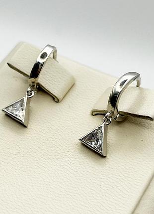 Сережки-кольца серебряные с кубическим цирконием 2,5 г