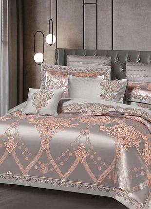 Комплект постельного белья bella villa евро сатин жаккард с вышивкой (j-0087 eu)
