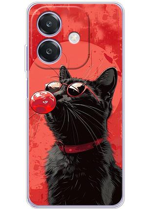 Чехол силиконовый с картинкой на oppo a3x (стильный котик)