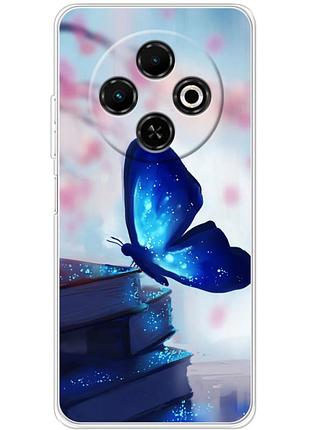 Чехол силиконовый с картинкой на tecno spark 30c (бабочка)