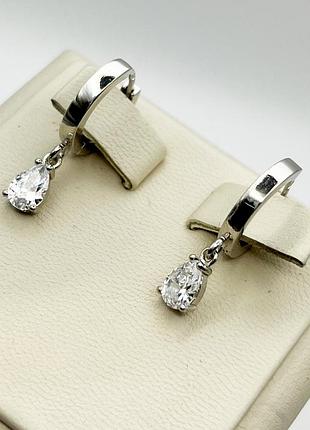 Сережки-кольца серебряные с кубическим цирконием 3,67 г