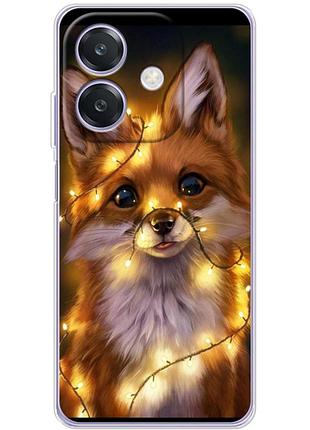 Чехол силиконовый с картинкой на oppo a3x (новогодний, лисичка)