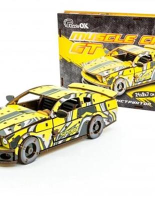 Конструктор деревянный 162 деталей 24 х 9 х 7 см автомобиль желтый muscle car gt