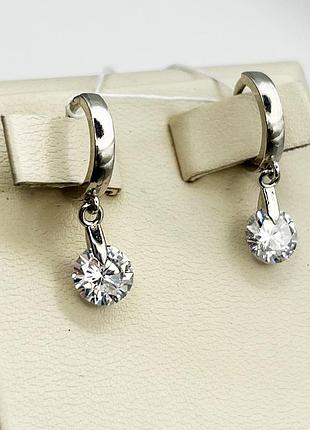Сережки-кольца серебряные с кубическим цирконием 2,8 г