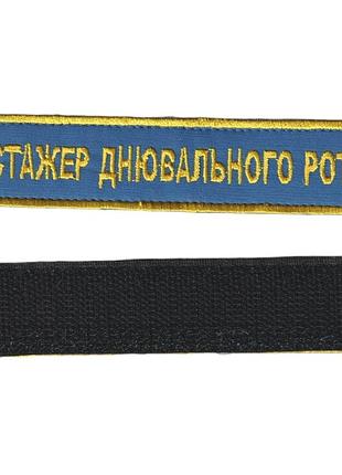 Стажер днювального роти, військовий / армійський шеврон зсу, золото на синьому. 2,8 см * 12,5 см