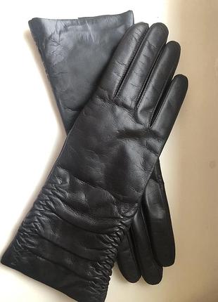 Перчатки женские на шерстяной подкладке с кожи козы. шоколад 8"/22 см