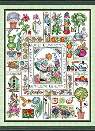 Набір для вишивання за нанесеною на канву схемою “mary's garden”. aida 14ct printed , 40*49 см.
