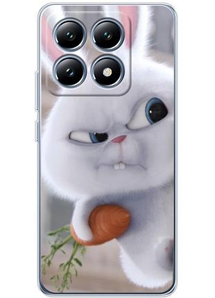 Чехол силиконовый с картинкой на xiaomi 14t pro (кролик снежок)