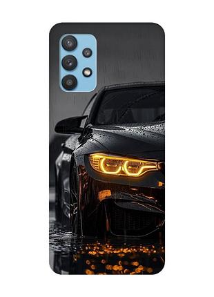Матовый черный чехол на samsung galaxy a32 авто (принт 400)