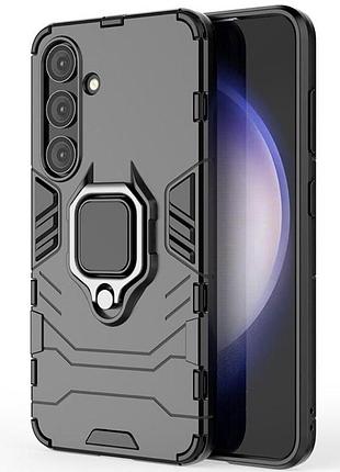 Чехол fiji ring для samsung galaxy s24 plus (s926) бронированный бампер с кольцом подставкой черный