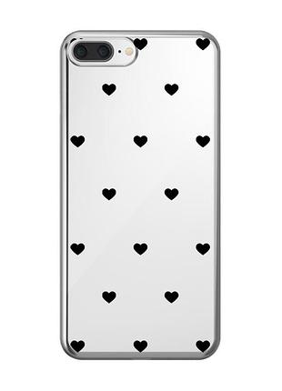 Прозрачный чехол на iphone 7 plus / 8 plus сердечка черные (принт 402)