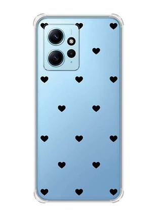 Чохол з потовщеними кутами на xiaomi redmi note 12 4g сердечка чорні (принт 402)