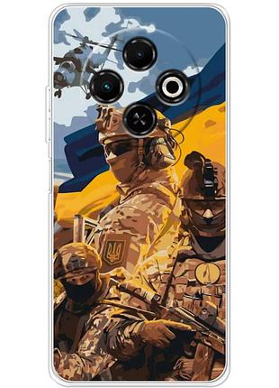 Чохол силіконовий з картинкою на tecno spark 30c (патріотичний, воїни зсу)