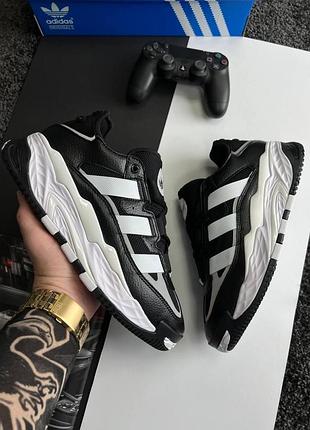 Мужские кроссовки adidas originals niteball black white leather