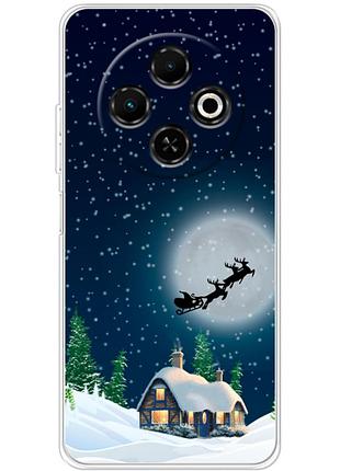 Чехол силиконовый с картинкой на tecno spark 30c (новогодний)