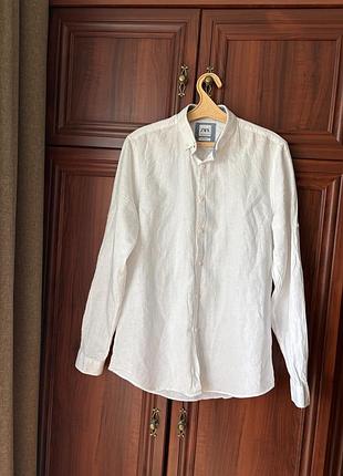 Бавовняно-лляна сорочка рубашка zara р.м