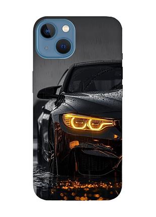 Матовый черный чехол на apple iphone 13 авто (принт 400)
