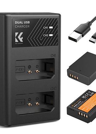 Комплект з двох акумуляторів k&f concept lp-e10 1200mah та зарядного пристрою для canon (kf28.0028)