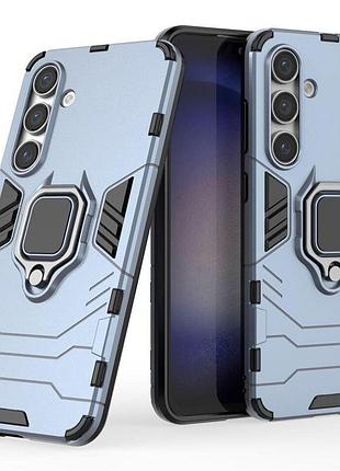 Чехол fiji ring для samsung galaxy s24 fe (s721) бронированный бампер с кольцом подставкой темно-синий