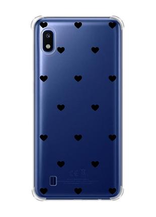 Чехол с утолщёнными углами на samsung galaxy a10 (2019)/a105 сердечка черные (принт 402)