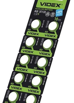 10 шт годинникових батарейок videx ag 8/lr1120 blister card