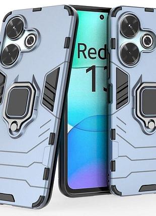Чехол fiji ring для xiaomi redmi 13 бронированный бампер с кольцом подставкой темно-синий