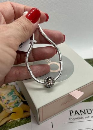 Серебряный шарм (бусина) pandora "розовое сияние" пандора подарок для женщин