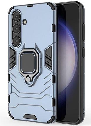 Чехол fiji ring для samsung galaxy s24 (s921) бронированный бампер с кольцом подставкой темно-синий