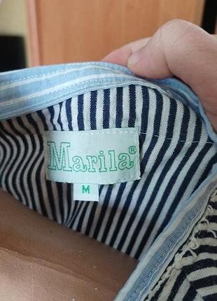 Летнее платье с карманами в полоску с льном marila 3