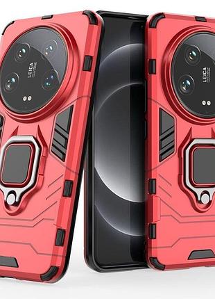 Чохол fiji ring для xiaomi 14 ultra броньований бампер з кільцем підставкою червоний