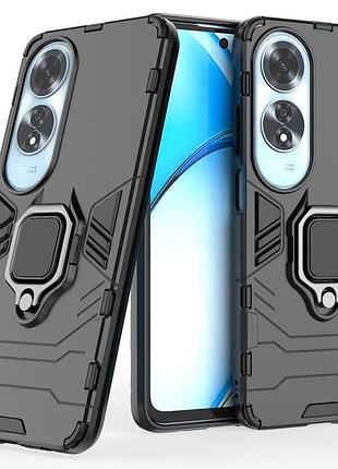 Чехол fiji ring для oppo a60 (cph2631) бронированный бампер с кольцом подставкой черный