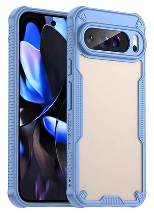 Противоударный чехол frosted pc airbag для google pixel 9 pro xl голубой матовый