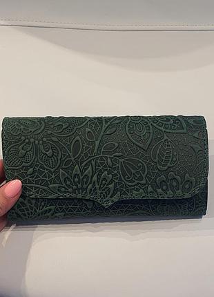 Жіночій гаманець-клатч handmade великий зелений