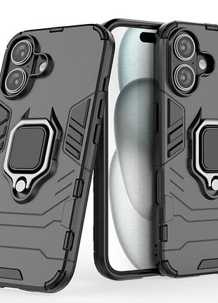 Чохол fiji ring для apple iphone 16 броньований бампер з кільцем підставкою чорний