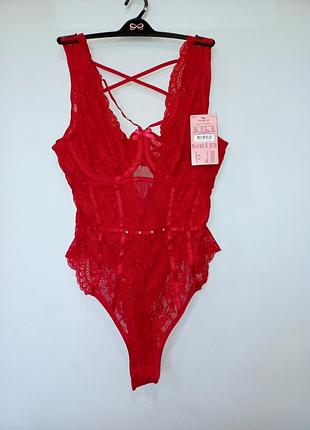 Новый красный сетевой боди от hunkemoller