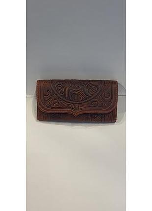 Жіночій гаманець-клатч handmade великий рудий/коричневий