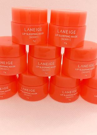 Маска для губ laneige lip sleeping mask mini (berry) увлажняет, заживляет трещины