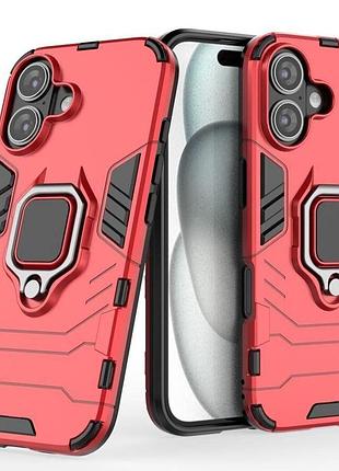 Чехол fiji ring для apple iphone 16 бронированный бампер с кольцом подставкой красный