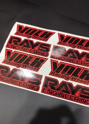 Червоні наклейки на диски volk rays волк рейс рейсинг racing легкосплавні широкі якісні