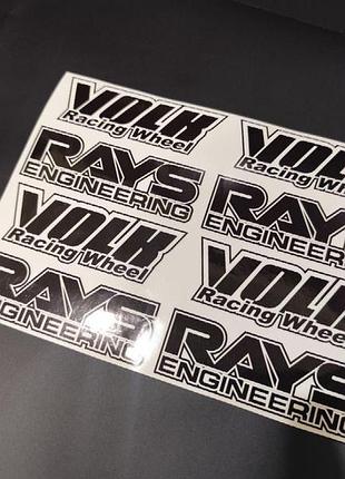 Чорні з білим наклейки на диски volk rays волк рейс рейсинг racing легкосплавні широкі