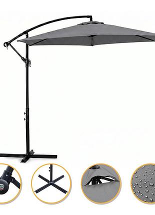 Садовый зонт leobro lb-1079 серый, складной, с боковым удлинителем, uv30+, 180 г/м²