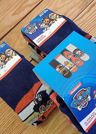 Комплект носков для мальчика paw patrol из 4 пар, размер обуви 23-26, цвет оранжевый, серый, синий