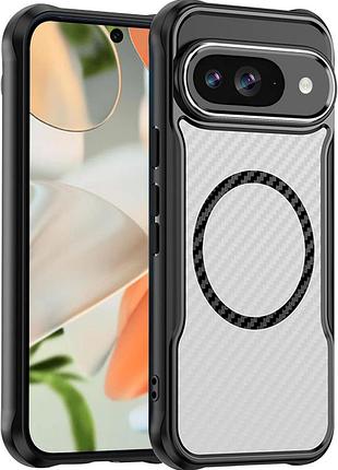 Чехол бампер для google pixel 9 противоударный magsafe airbag carbon fiber black