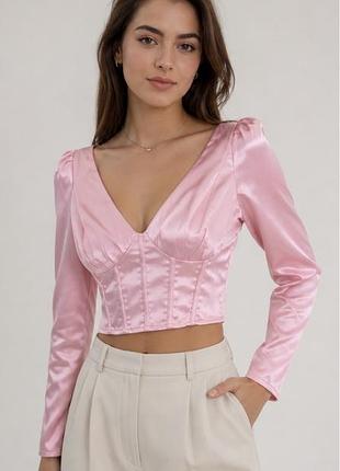 Сатиновий топ-корсет з довгим рукавом missguided