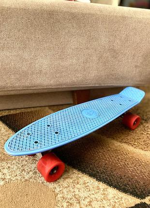 Пенніборд fish skateboard 57 см (fc23) блакитна з червоними колесами для підлітків