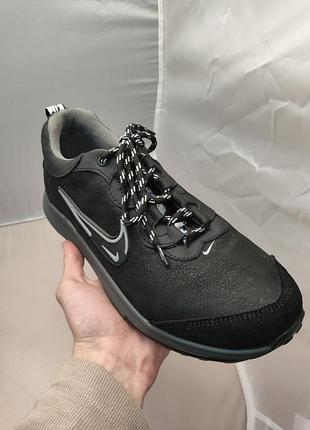 Черные оригинальные кожаные air shield кроссовки nike