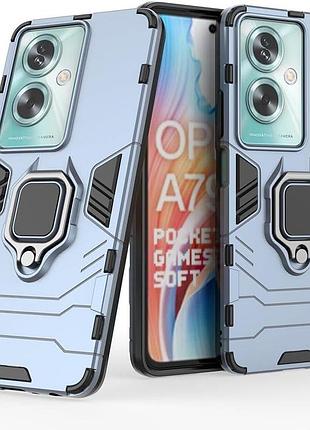 Чехол fiji ring для oppo a79 5g (cph2553 / cph2557) бронированный бампер с кольцом подставкой темно-синий