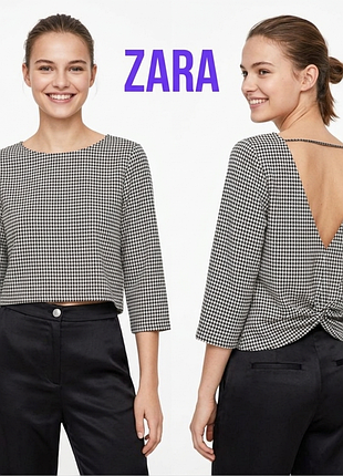 Кроп-топ, блуза, кофта в гусячу лапку, твід, zara.